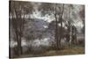 Ville-d'Avray: Blick auf der See durch das Gebüsch. 1865-70-Jean-Baptiste-Camille Corot-Stretched Canvas