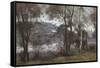 Ville-d'Avray: Blick auf der See durch das Gebüsch. 1865-70-Jean-Baptiste-Camille Corot-Framed Stretched Canvas