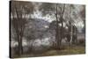 Ville-d'Avray: Blick auf der See durch das Gebüsch. 1865-70-Jean-Baptiste-Camille Corot-Stretched Canvas