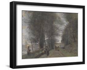 Ville D'Avray, Woodland Path Bordering the Pond, 1872-Jean-Baptiste-Camille Corot-Framed Giclee Print