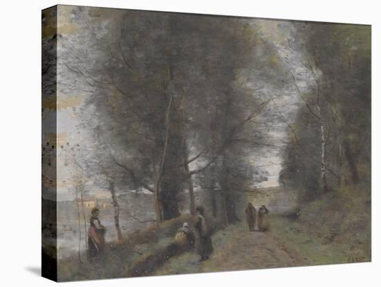 Ville D'Avray, Woodland Path Bordering the Pond, 1872-Jean-Baptiste-Camille Corot-Stretched Canvas