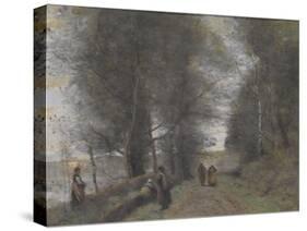 Ville D'Avray, Woodland Path Bordering the Pond, 1872-Jean-Baptiste-Camille Corot-Stretched Canvas