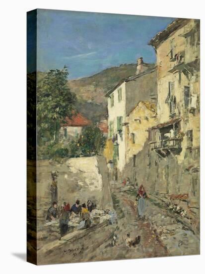 Villefranche, 1892 (Oil on Board)-Eugene Louis Boudin-Stretched Canvas