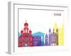 Vilnius Skyline Pop-paulrommer-Framed Art Print