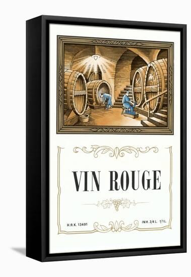 Vin Rouge Label-null-Framed Stretched Canvas