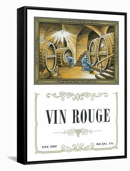 Vin Rouge Wine Label - Europe-Lantern Press-Framed Stretched Canvas