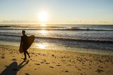 A Young Male Surfer Walks Along the Beach at End of Long Beach Island, New Jersey-Vince M. Camiolo-Framed Stretched Canvas