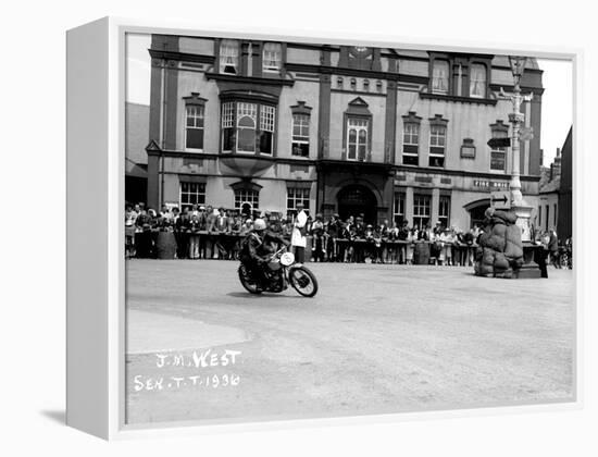 Vincent HRD, J.M. West in Isle of Man TT, Parliament Square Ramsey-null-Framed Stretched Canvas