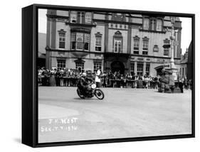 Vincent HRD, J.M. West in Isle of Man TT, Parliament Square Ramsey-null-Framed Stretched Canvas