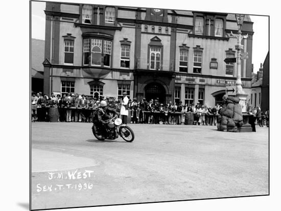 Vincent HRD, J.M. West in Isle of Man TT, Parliament Square Ramsey-null-Mounted Photographic Print