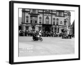 Vincent HRD, J.M. West in Isle of Man TT, Parliament Square Ramsey-null-Framed Photographic Print