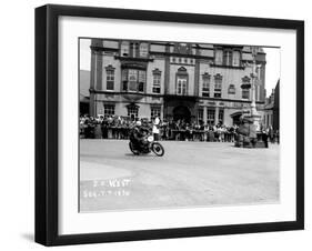 Vincent HRD, J.M. West in Isle of Man TT, Parliament Square Ramsey-null-Framed Photographic Print