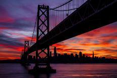 Night Time City Silhouette - After Burn San Francisco Bay Bridge-Vincent James-Photographic Print