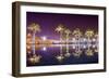 Vincent Thomas Bridge and Palm Tree Reflections in San Pedro, Los Angeles, California.-SeanPavonePhoto-Framed Photographic Print