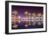 Vincent Thomas Bridge and Palm Tree Reflections in San Pedro, Los Angeles, California.-SeanPavonePhoto-Framed Photographic Print