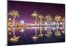 Vincent Thomas Bridge and Palm Tree Reflections in San Pedro, Los Angeles, California.-SeanPavonePhoto-Mounted Photographic Print