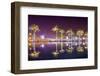 Vincent Thomas Bridge and Palm Tree Reflections in San Pedro, Los Angeles, California.-SeanPavonePhoto-Framed Photographic Print