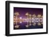 Vincent Thomas Bridge and Palm Tree Reflections in San Pedro, Los Angeles, California.-SeanPavonePhoto-Framed Photographic Print