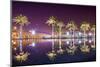 Vincent Thomas Bridge and Palm Tree Reflections in San Pedro, Los Angeles, California.-SeanPavonePhoto-Mounted Photographic Print