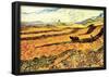 Vincent Van Ggoh Field with Ploughman and Mill Art Print Poster-null-Framed Poster