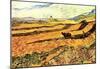 Vincent Van Ggoh Field with Ploughman and Mill Art Print Poster-null-Mounted Poster