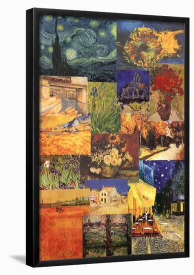 Vincent Van Gogh 150 Years Collage Art Print Poster-null-Framed Poster