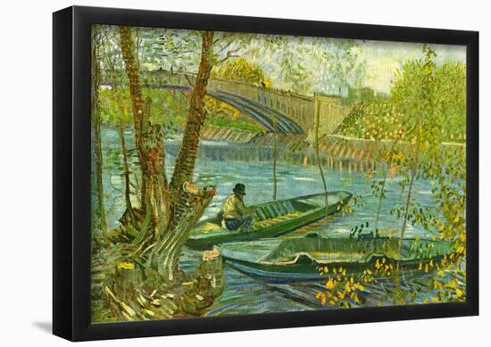 Vincent Van Gogh Angler and Boat at the Pont de Clichy Art Print Poster-null-Framed Poster