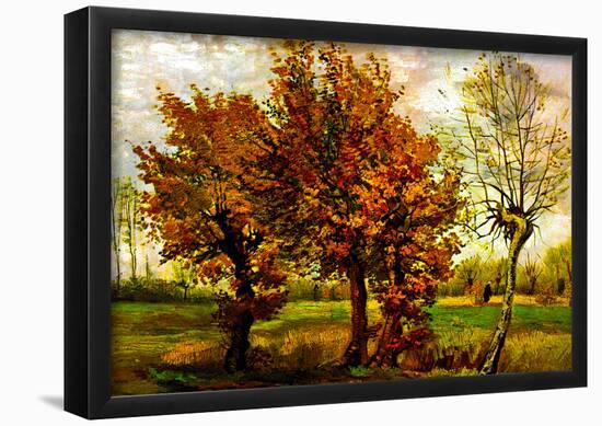 Vincent Van Gogh Autumn Landscape with Four Trees Art Print Poster-null-Framed Poster