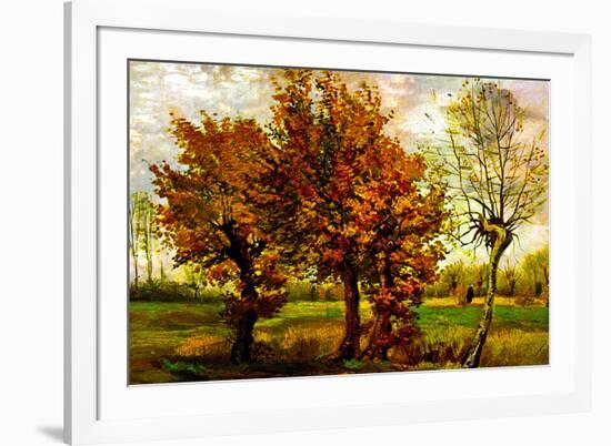 Vincent van Gogh Autumn Landscape with Four Trees-Vincent van Gogh-Framed Art Print