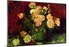 Vincent Van Gogh Bowl with Peonies and Roses Art Print Poster-null-Mounted Poster
