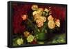 Vincent Van Gogh Bowl with Peonies and Roses Art Print Poster-null-Framed Poster
