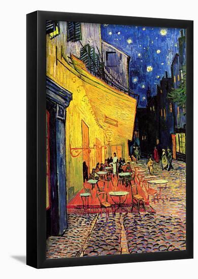 Vincent Van Gogh Cafe Terrace at Night Art Poster Print-null-Framed Poster