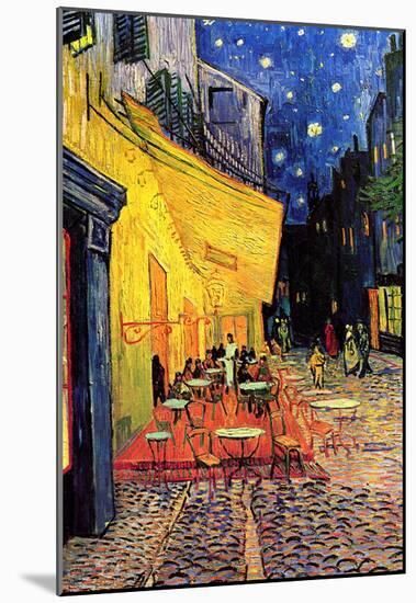 Vincent Van Gogh Cafe Terrace at Night Art Poster Print-null-Mounted Poster