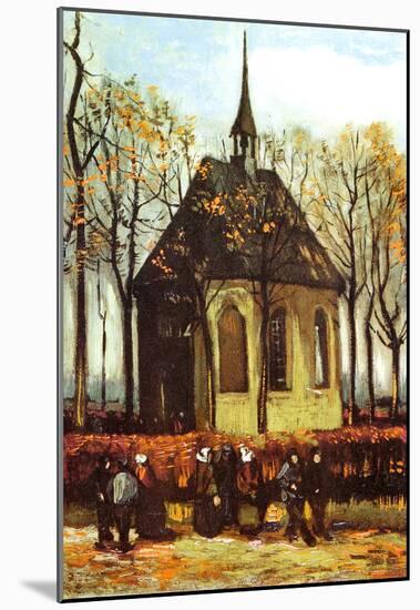 Vincent Van Gogh Congregation Leaving the Reformed Church in Nuenen Art Print Poster-null-Mounted Poster