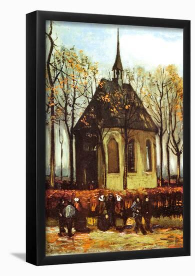 Vincent Van Gogh Congregation Leaving the Reformed Church in Nuenen Art Print Poster-null-Framed Poster