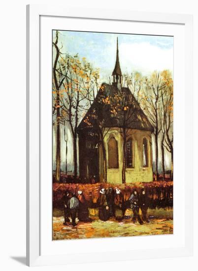 Vincent Van Gogh Congregation Leaving the Reformed Church in Nuenen-Vincent van Gogh-Framed Art Print