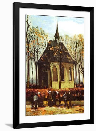 Vincent Van Gogh Congregation Leaving the Reformed Church in Nuenen-Vincent van Gogh-Framed Art Print