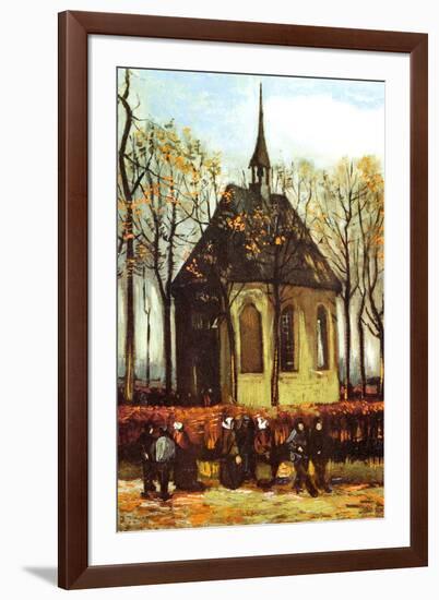 Vincent Van Gogh Congregation Leaving the Reformed Church in Nuenen-Vincent van Gogh-Framed Art Print