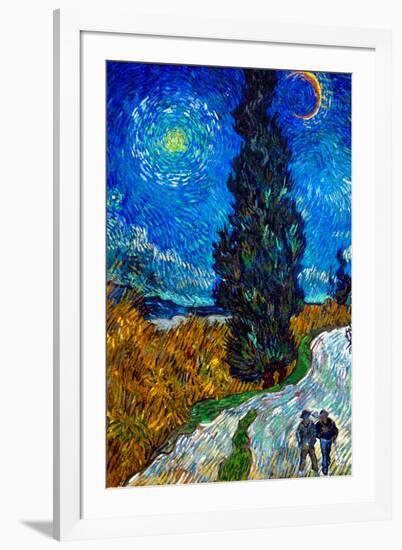 Vincent Van Gogh Country Road in Provence by Night-Vincent van Gogh-Framed Art Print