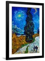 Vincent Van Gogh Country Road in Provence by Night-Vincent van Gogh-Framed Art Print