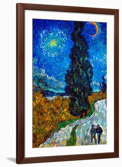 Vincent Van Gogh Country Road in Provence by Night-Vincent van Gogh-Framed Art Print