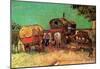 Vincent Van Gogh Encampment of Gypsies with Caravans Art Print Poster-null-Mounted Poster