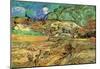 Vincent Van Gogh Enclosed Wheat Field with Peasant Art Print Poster-null-Mounted Poster