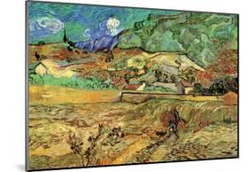 Vincent Van Gogh Enclosed Wheat Field with Peasant Art Print Poster-null-Mounted Poster