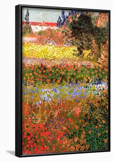 Vincent Van Gogh Flowering Garden Art Print Poster-null-Framed Poster