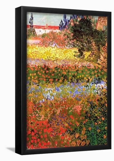 Vincent Van Gogh Flowering Garden Art Print Poster-null-Framed Poster