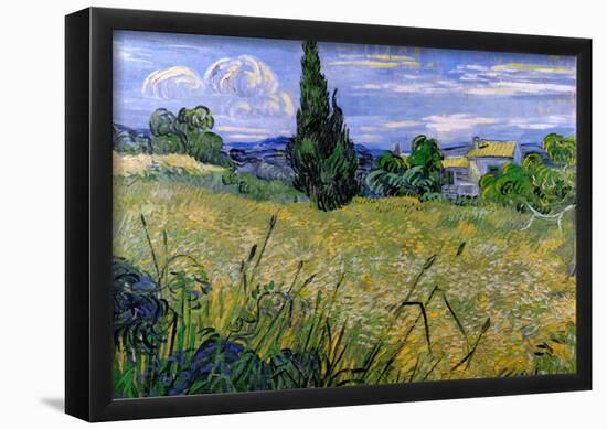 Vincent Van Gogh Green Wheat Field with Cypress Art Print Poster-null-Framed Poster