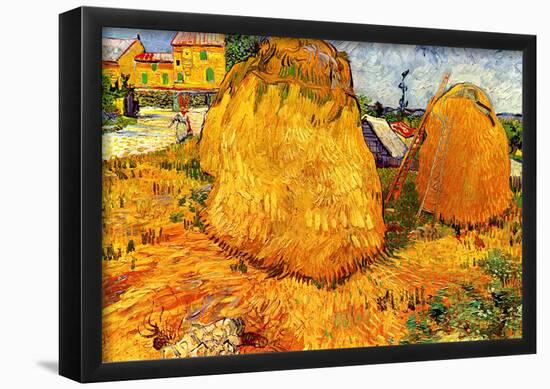 Vincent Van Gogh Haystacks in Provence Art Print Poster-null-Framed Poster