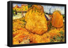 Vincent Van Gogh Haystacks in Provence Art Print Poster-null-Framed Poster