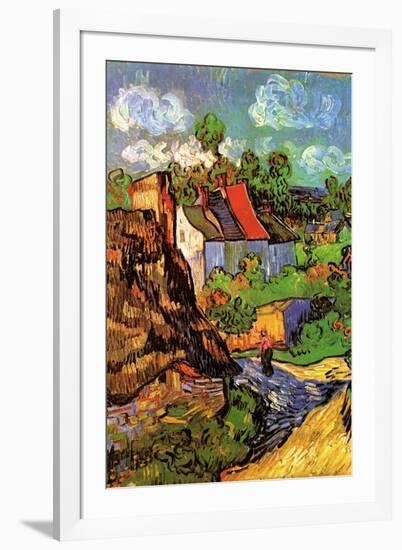 Vincent van Gogh Houses in Auvers Hillside-Vincent van Gogh-Framed Art Print